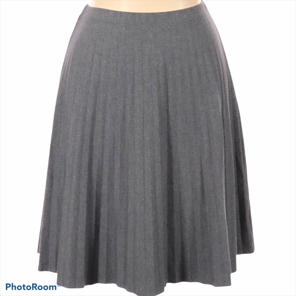 Talbots Pleated Skirt Elastic Waist Grey Petite 14